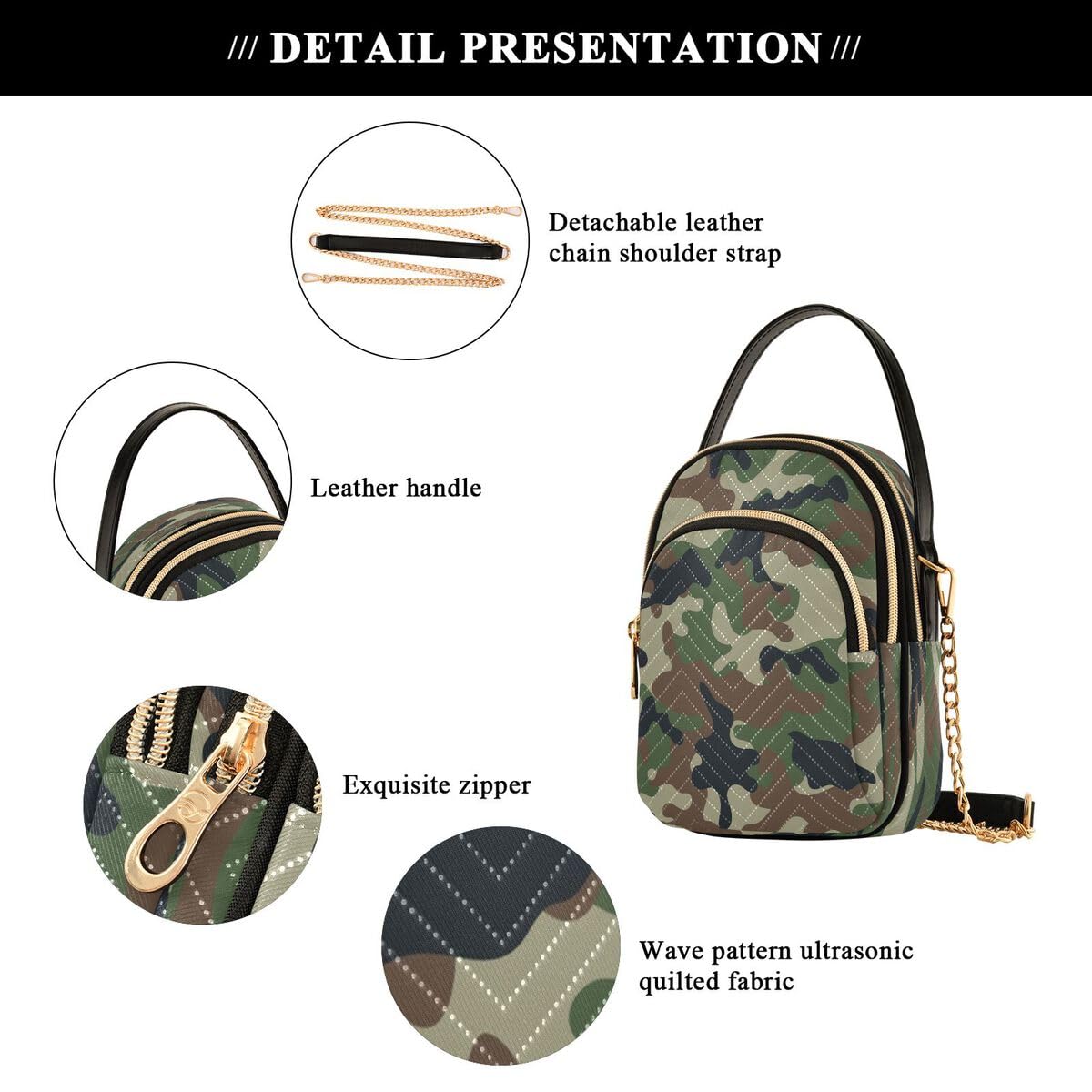 ALAZA Hipster Camouflage Army Print Crossbody Bag Small Shoulder Handbags Leather Purse for Women
