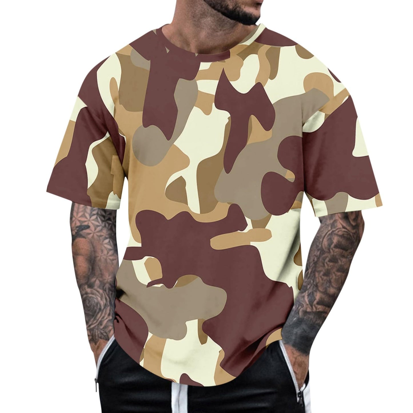 Casual Summer Camouflage Short Sleeve Shirt Plus Size Outdoor Fashion Tees Trendy Blouse T Shirt