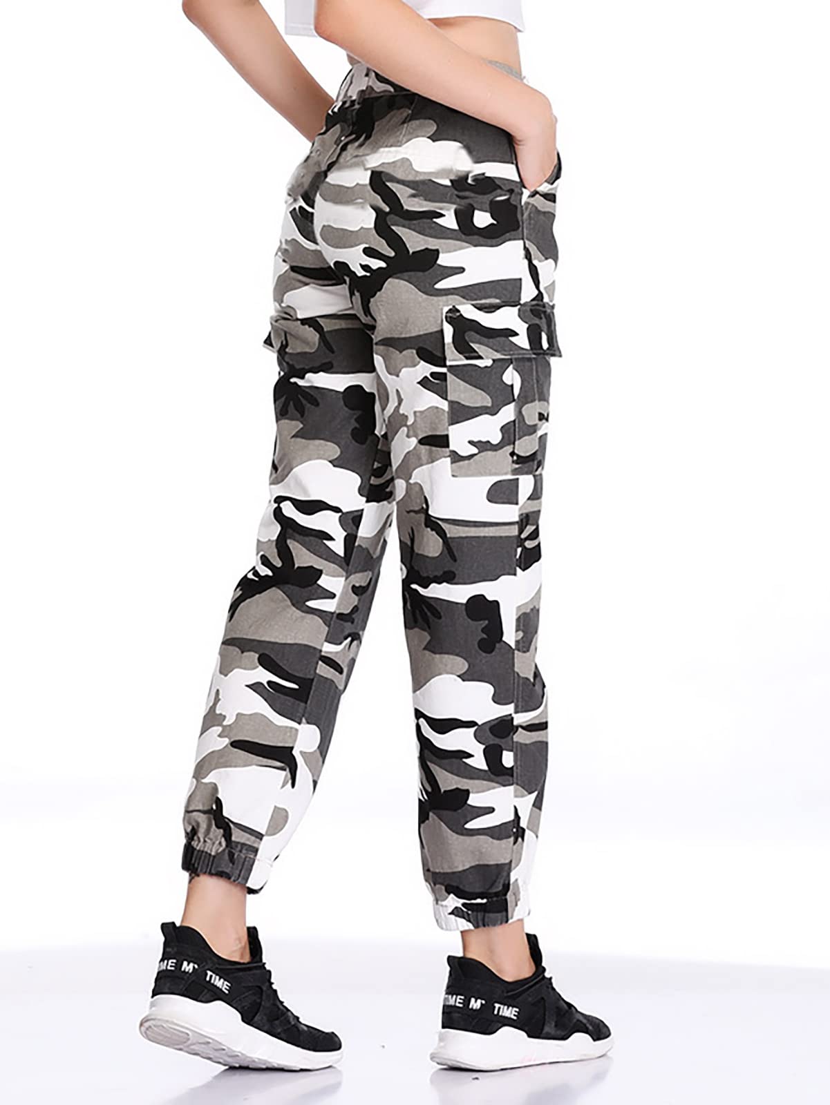 ZODLLS Women's Camo Pants Cargo Trousers Cool Camouflage Pants Elastic Waist Casual Multi Jogger Pants with Pocket