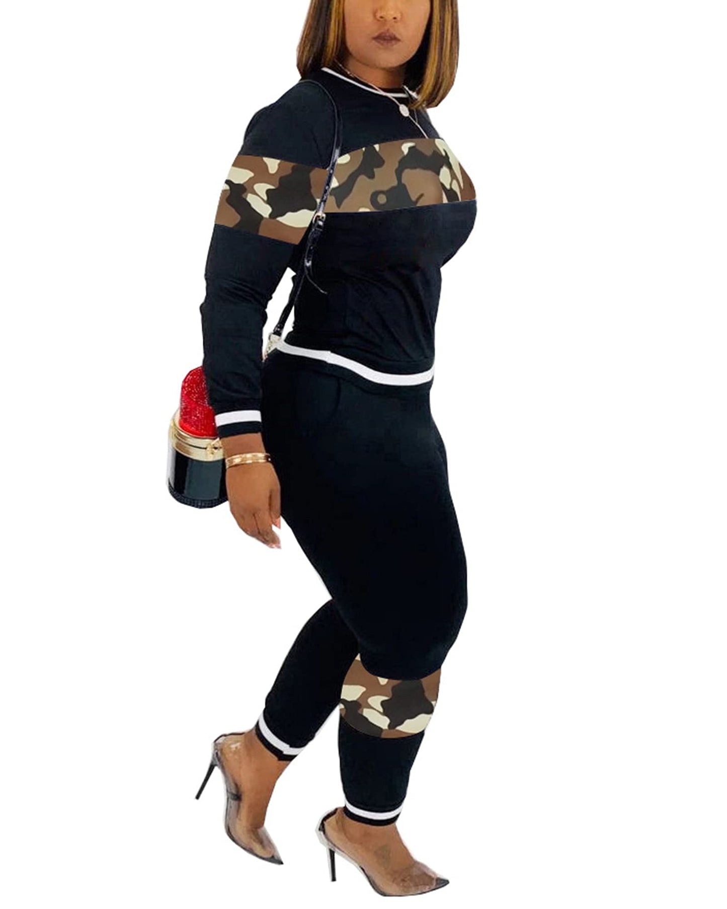 Alunzoem Womens Casual 2 Piece Outfits, Leopard Print Long Sleeve Top Pants Set Tracksuits