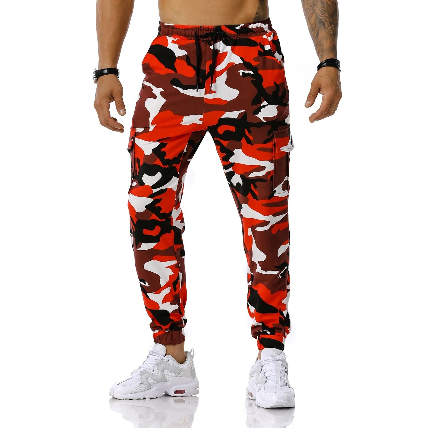 Colorful House Men Camo Cargo Jogger Sweatpants Casual Drawstring Camouflage Cargo Work Pants with Pockets