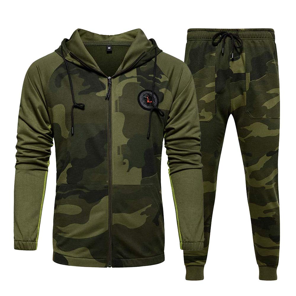 AOTORR Mens Sweatsuits 2 Piece Casual Tracksuits Camo Hoodie Jogging Sweatpants Suit