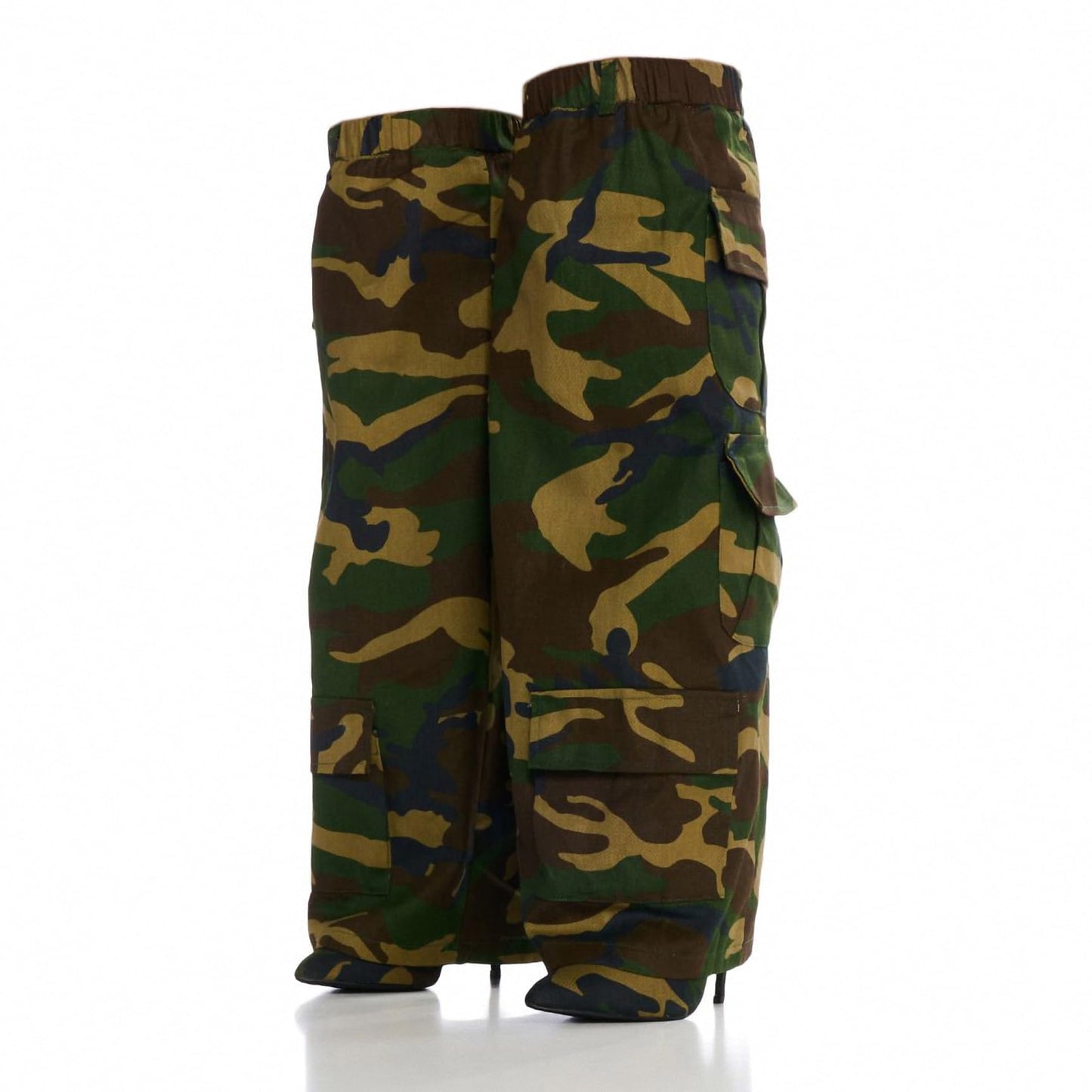 Women's Camo Knee High Boots Slouch High Heels Boots Pointed Stiletto Casual Pull-On Tall Boot Party Dress Shoes