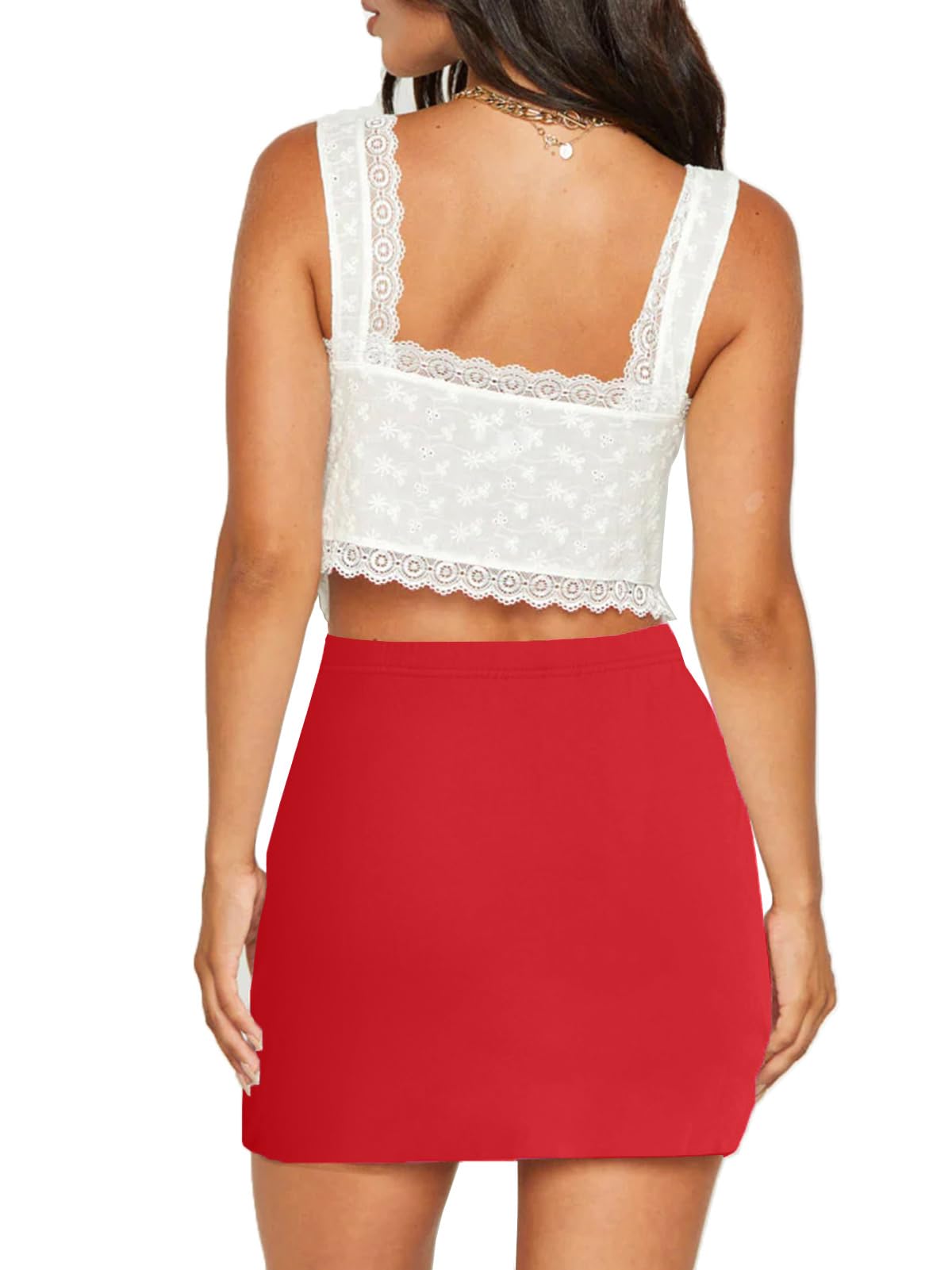 Women's Mini Bodycon Skorts Skirts - Summer Casual High Waisted Y2K Slit Pencil A-line Skirt with Shorts Underneath