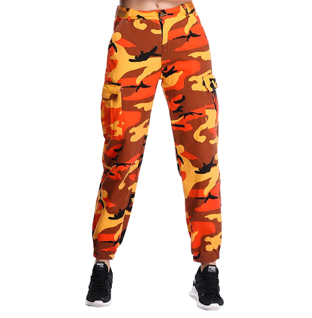 ZODLLS Women's Camo Pants Cargo Trousers Cool Camouflage Pants Elastic Waist Casual Multi Jogger Pants with Pocket