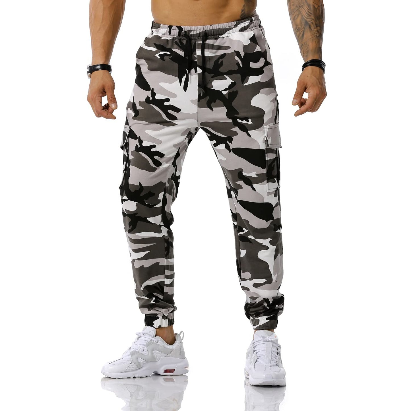 Colorful House Men Camo Cargo Jogger Sweatpants Casual Drawstring Camouflage Cargo Work Pants with Pockets