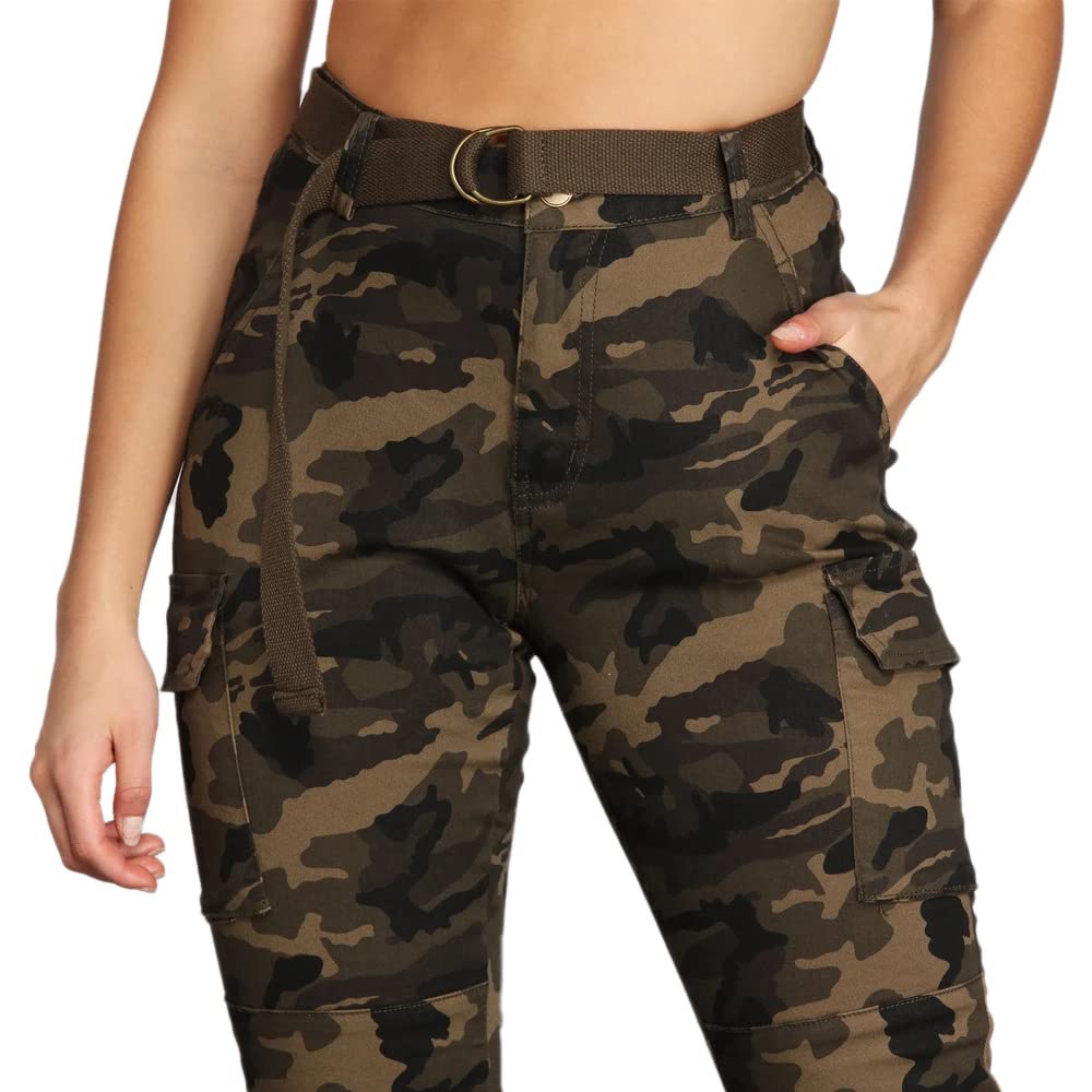 Women's Cargo Jogger Camo Pants with Pockets High Waist Slim Casual Tapered Camouflage Combat Hiking Pants