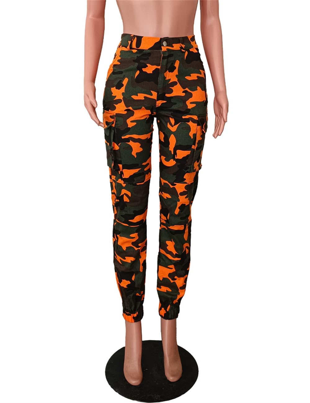 Woman's Casual Camouflage Camo Cargo Long Pants with Pockets