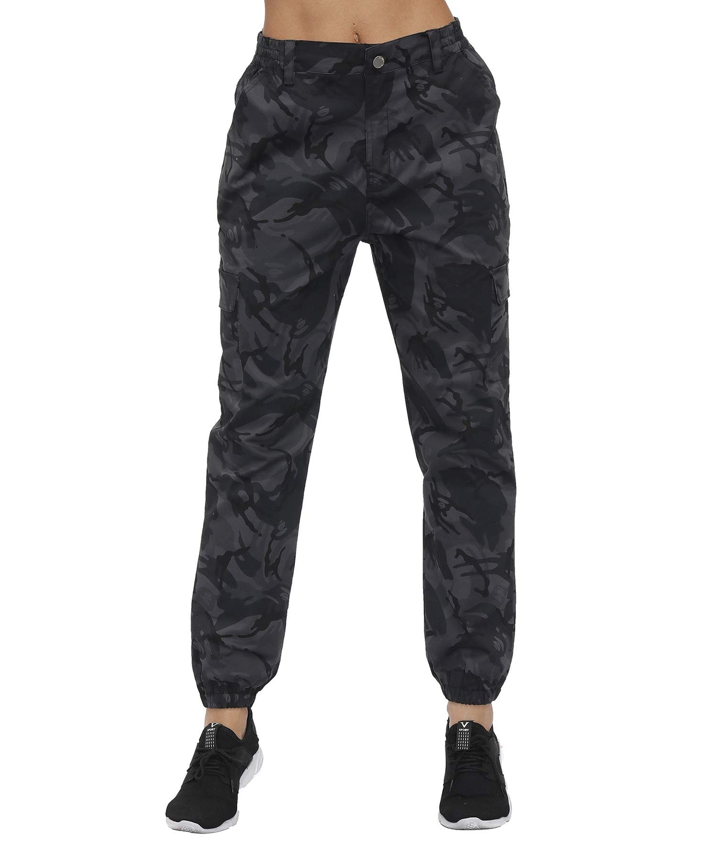 ZODLLS Women's Camo Pants Cargo Trousers Cool Camouflage Pants Elastic Waist Casual Multi Jogger Pants with Pocket