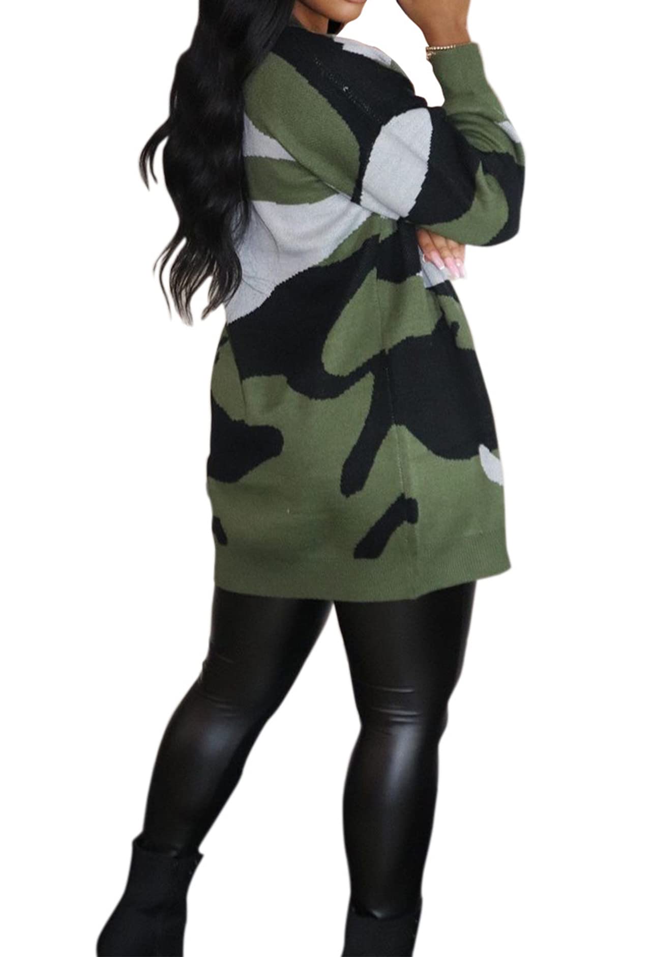 Vakkest Camo Blazer Jacket for Women Lapel Long Sleeve Open Front Cardigan Coat Classic Pockets Overcoat Outwear