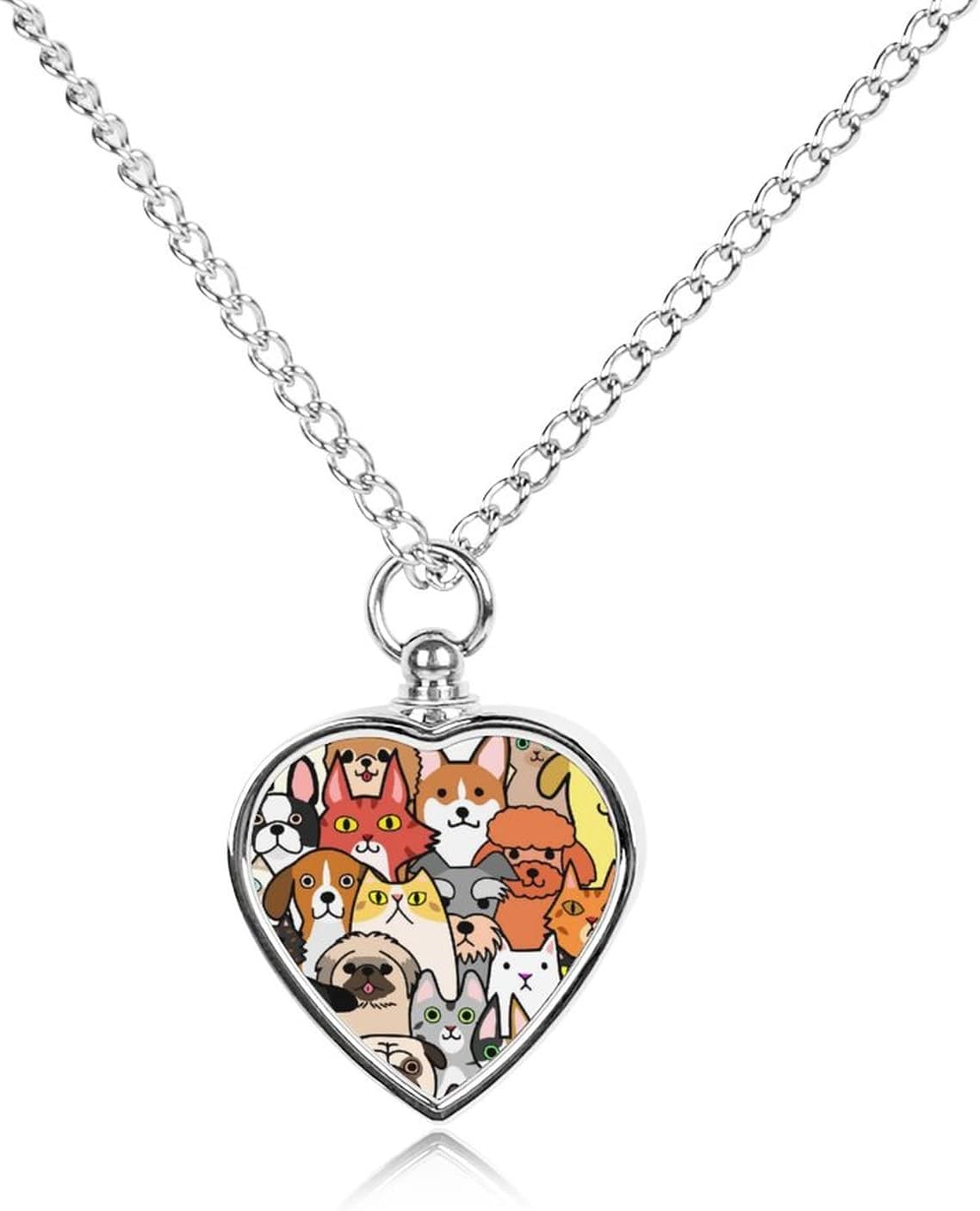 Oyihfvs Pet Urn Necklace Pendant Jewelry, Keepsake Memorial Necklace for Men Women Gift, Alloy Dog Necklace Keychain Tag