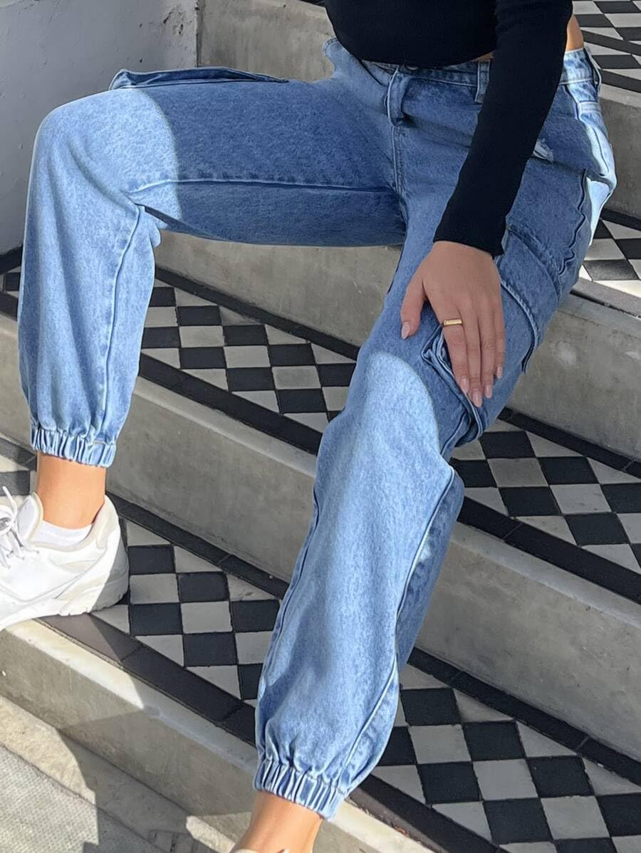 Women's Cargo Jogger Camo Pants with Pockets High Waist Slim Casual Tapered Camouflage Combat Hiking Pants