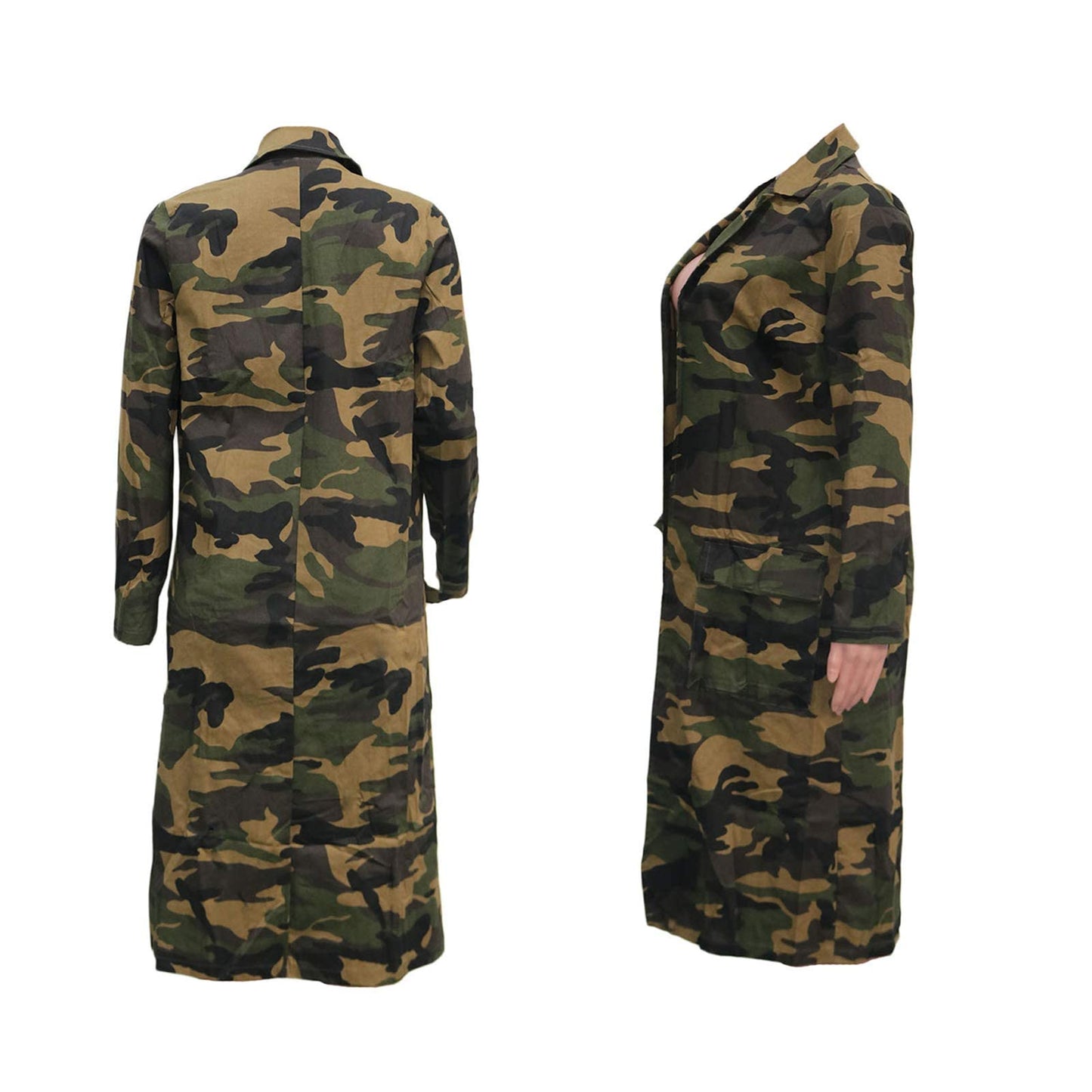 Vakkest Camo Blazer Jacket for Women Lapel Long Sleeve Open Front Cardigan Coat Classic Pockets Overcoat Outwear