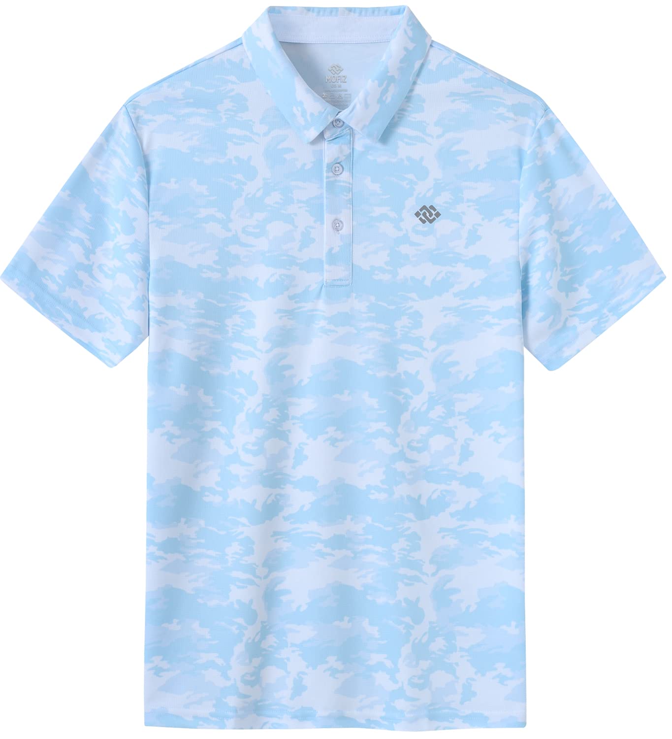 MoFiz Men's Camo Polo Golf Shirt Hiking Dry Fit Short Sleeve T-Shirts Pique Collared Polo Jersey