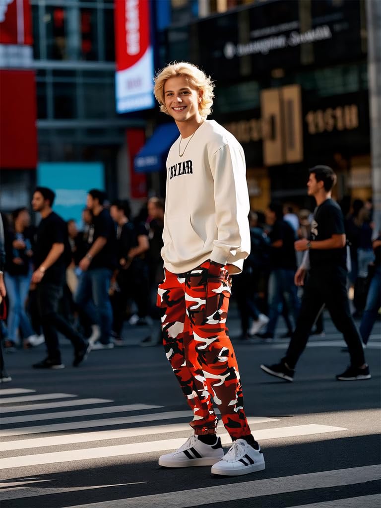 GRAJTCIN Casual Camo Joggers Sweatpants for Men Lightweight Hiking Outdoor Sweatpants Streetwear Pants for Men