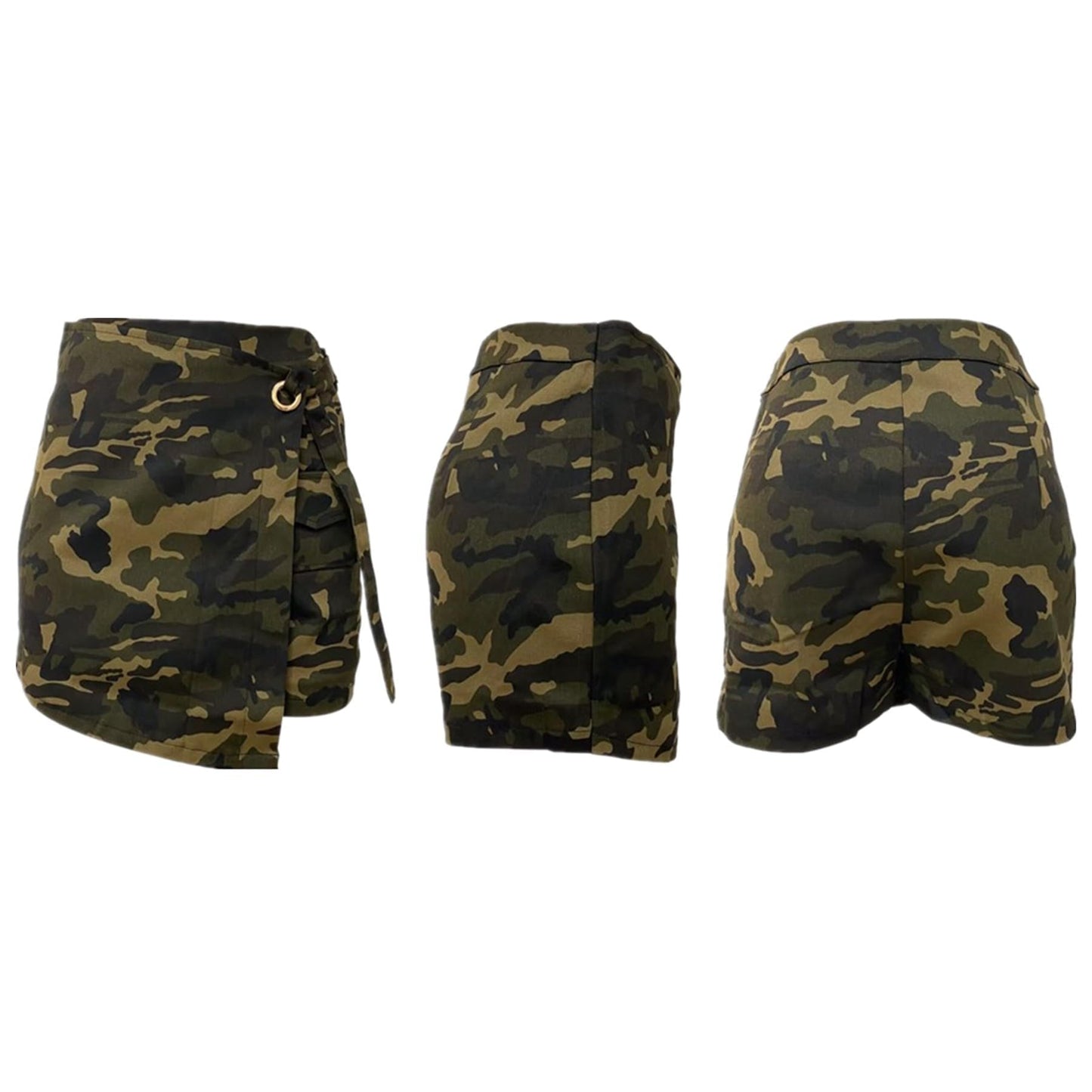 HuiSiFang Womens Camo Cargo Shorts Elastic High Waist Loose Fit Casual Shorts with Pockets