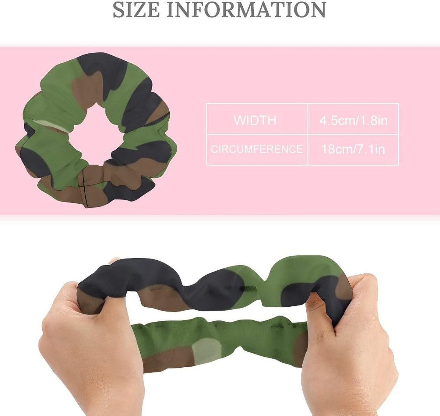 Supdreamc Fashion Hair Scrunchies Spiral Hair Ties for Women Braids, Cool Camo Military Camouflage Adjustable Ponytail Bands Dreadlock Accessories