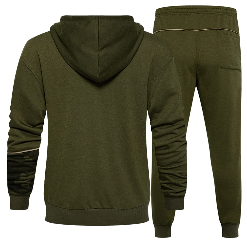 DUOFIER Men's Hooded Athletic Tracksuit Casual Full Zip Jogging SweatSuits