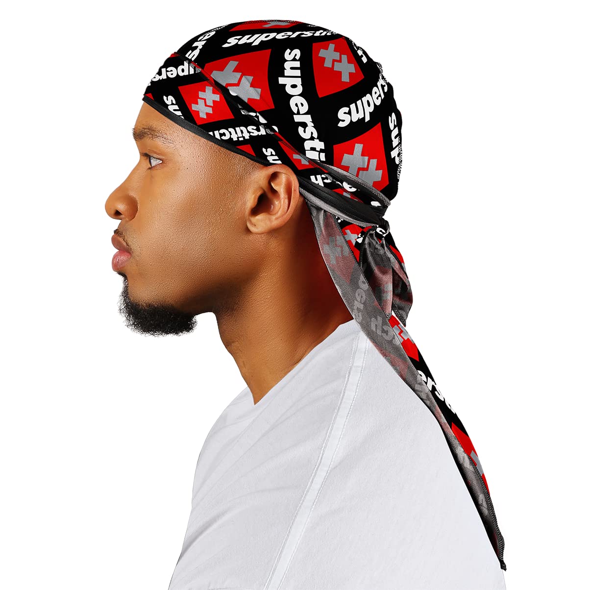 Superstitch Supersilky Ultra Silky Durag x Wavebuilder | 30+ Styles Premium Designer Durags for Men | 360 Waves |Camo Camouflage (Five Star)