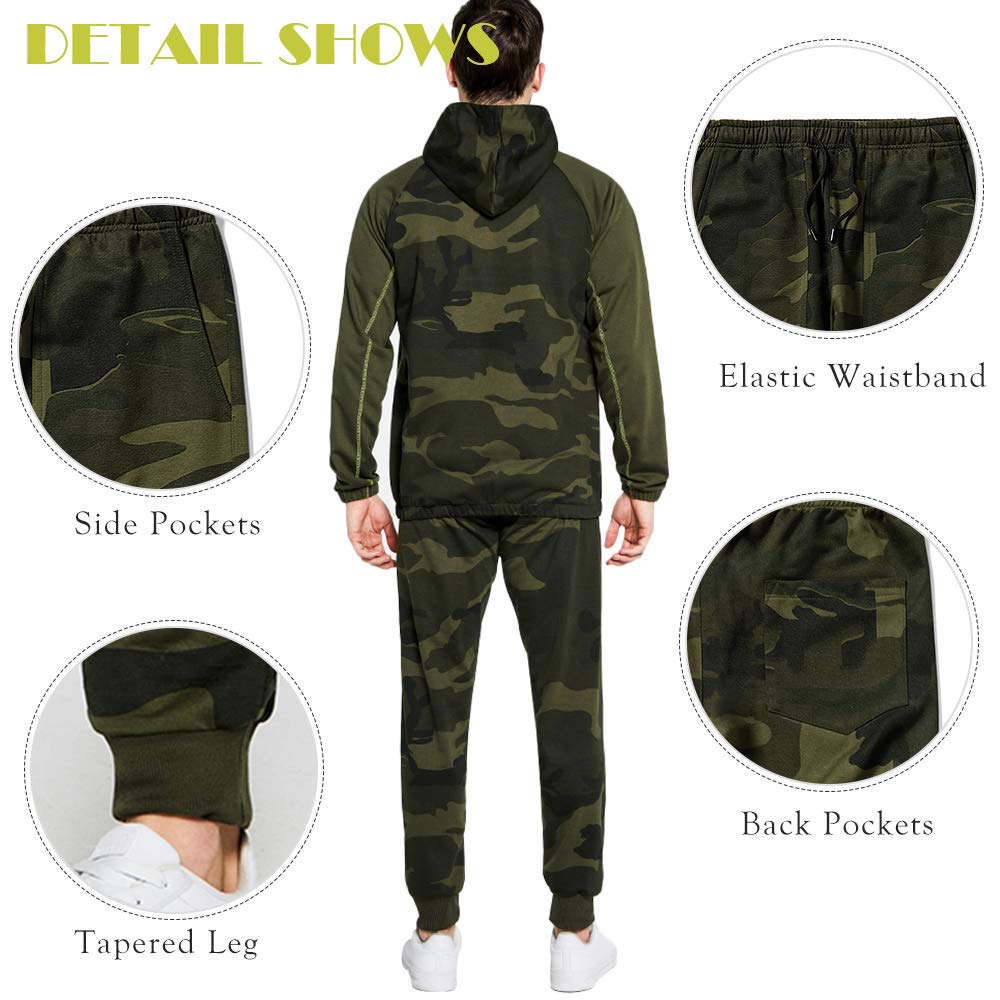 AOTORR Mens Sweatsuits 2 Piece Casual Tracksuits Camo Hoodie Jogging Sweatpants Suit