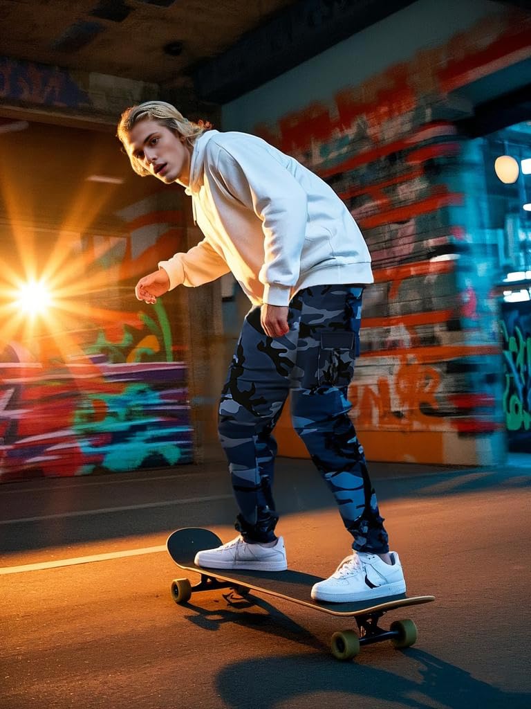 GRAJTCIN Casual Camo Joggers Sweatpants for Men Lightweight Hiking Outdoor Sweatpants Streetwear Pants for Men