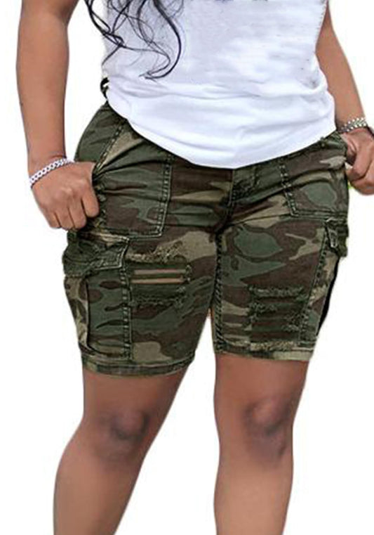 Voghtic Womens Camo Cargo Shorts High Waisted Casual Trendy Summer Army Fatigue Short Jeans Loose Fit Workout Short Pants