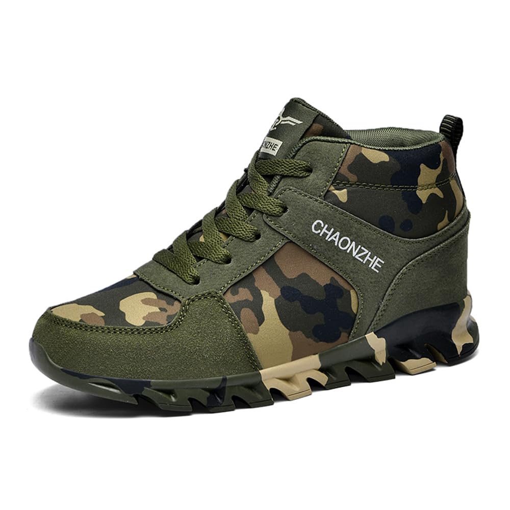 Elevator Shoes for Women Camouflage Female Running Footwear Casual Sneakers Sport Woman Lady Camo Leisure High Shoe 6cm Outdoor Climbing Hiking Girl Hidden Heel Canvas Sneakers Army Green