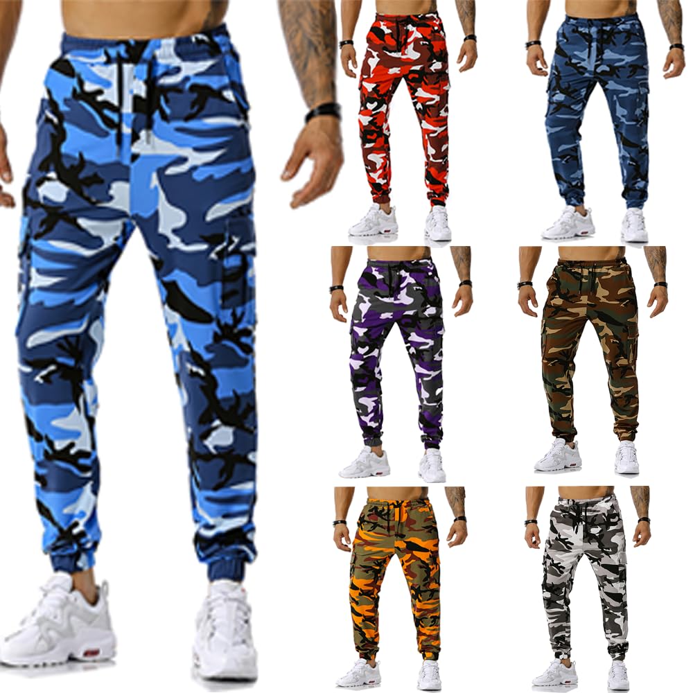 GRAJTCIN Casual Camo Joggers Sweatpants for Men Lightweight Hiking Outdoor Sweatpants Streetwear Pants for Men