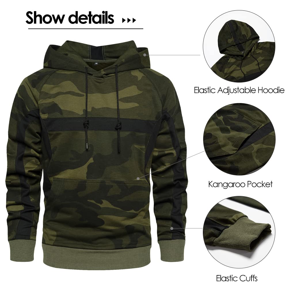 AOTORR Mens Sweatsuits 2 Piece Casual Tracksuits Camo Hoodie Jogging Sweatpants Suit