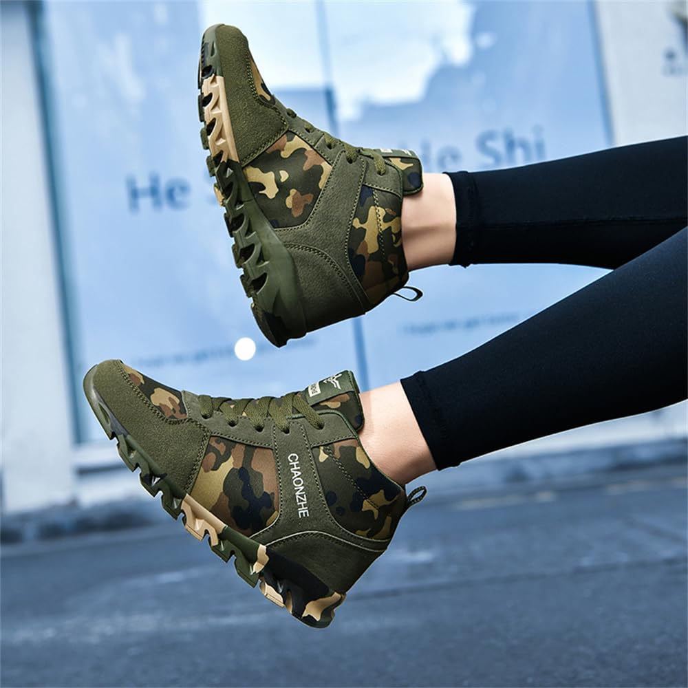 Elevator Shoes for Women Camouflage Female Running Footwear Casual Sneakers Sport Woman Lady Camo Leisure High Shoe 6cm Outdoor Climbing Hiking Girl Hidden Heel Canvas Sneakers Army Green