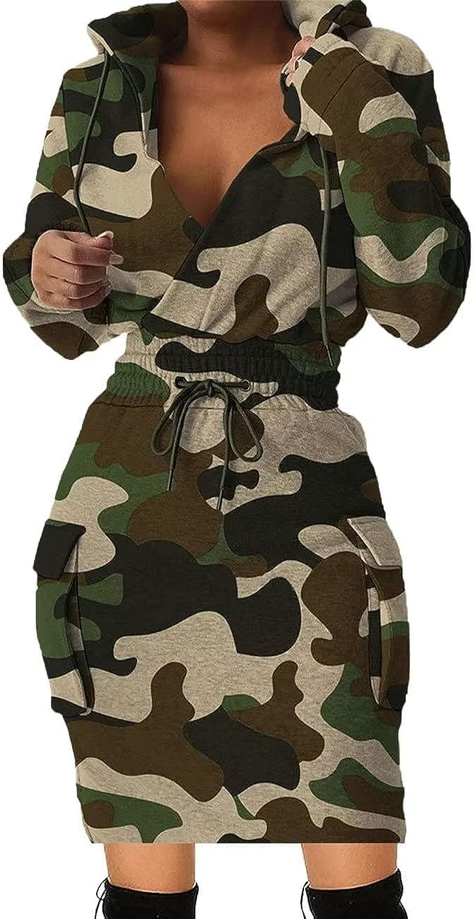 BIRW Hoodie Dress for Women 2025 Slim Casual Long Sleeve High Waist Drawstring Pullover Bodycon Sweatshirt Dresses