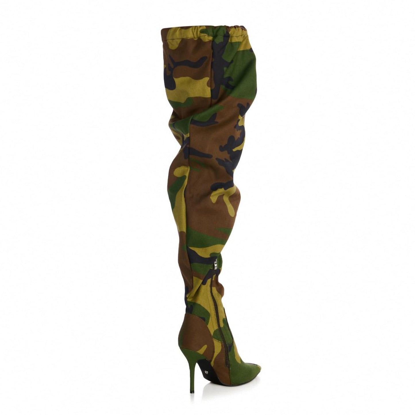 Women's Camo Knee High Boots Slouch High Heels Boots Pointed Stiletto Casual Pull-On Tall Boot Party Dress Shoes