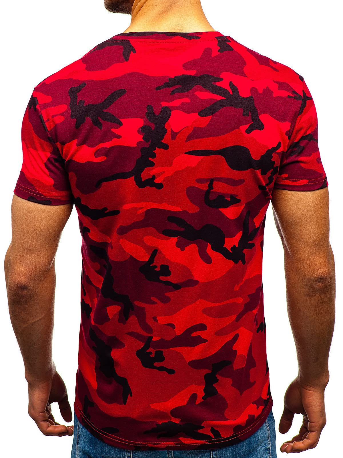 Men's Camouflage T-Shirt Sports Fitness Short Sleeve Military Camo Crewneck Vintage Shirt