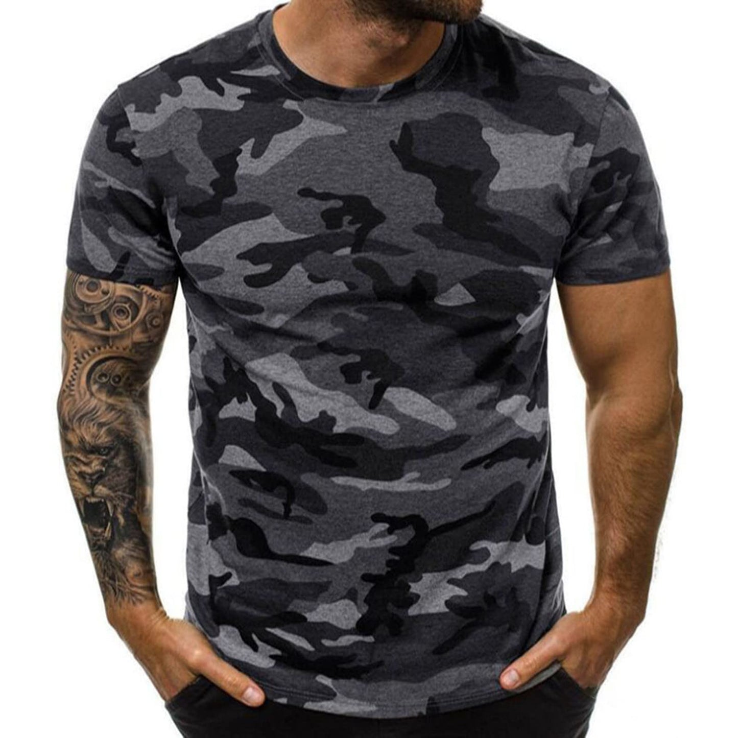Casual Summer Camouflage Short Sleeve Shirt Plus Size Outdoor Fashion Tees Trendy Blouse T Shirt
