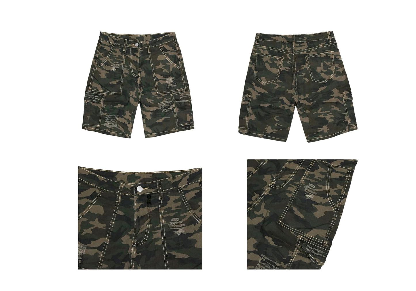 Voghtic Womens Camo Cargo Shorts High Waisted Casual Trendy Summer Army Fatigue Short Jeans Loose Fit Workout Short Pants