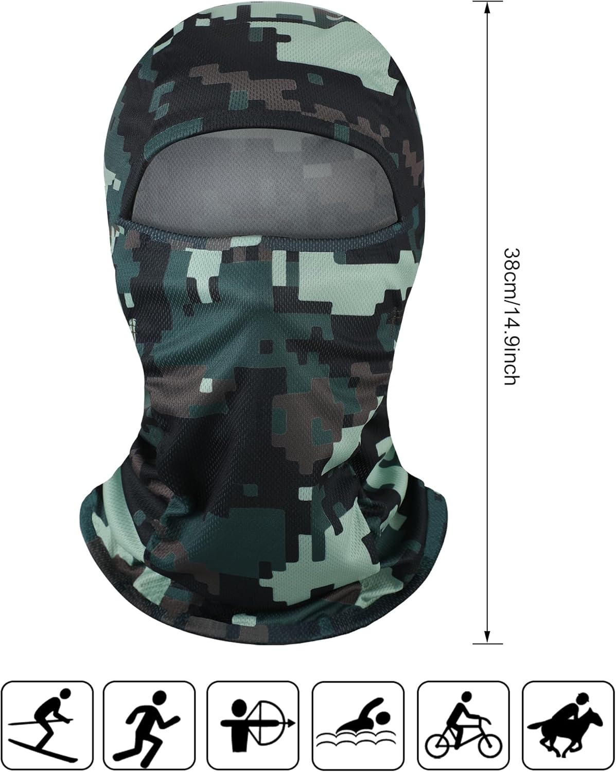 Blulu 3 Pieces Camo Balaclava Summer Full Face Mask Ski Mask Sun Dust Protection Full Face Cover for Men Women Outdoor