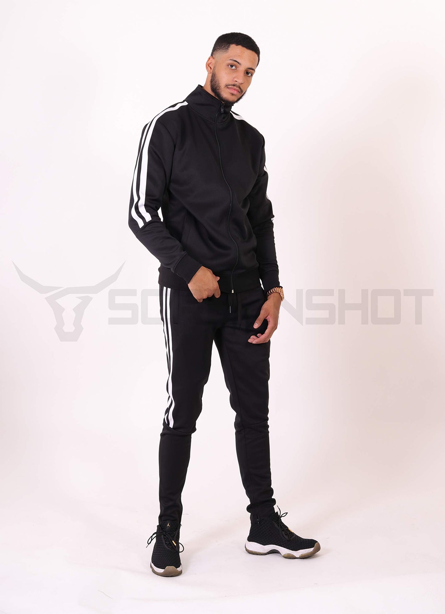 SCREENSHOT Mens Urban Hip Hop Premium Track Jacket - Slim Fit Side Taping Sportswear Urbanwear Streetwear Fashion Top