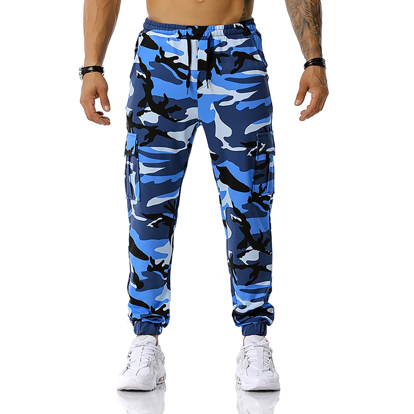 GRAJTCIN Casual Camo Joggers Sweatpants for Men Lightweight Hiking Outdoor Sweatpants Streetwear Pants for Men