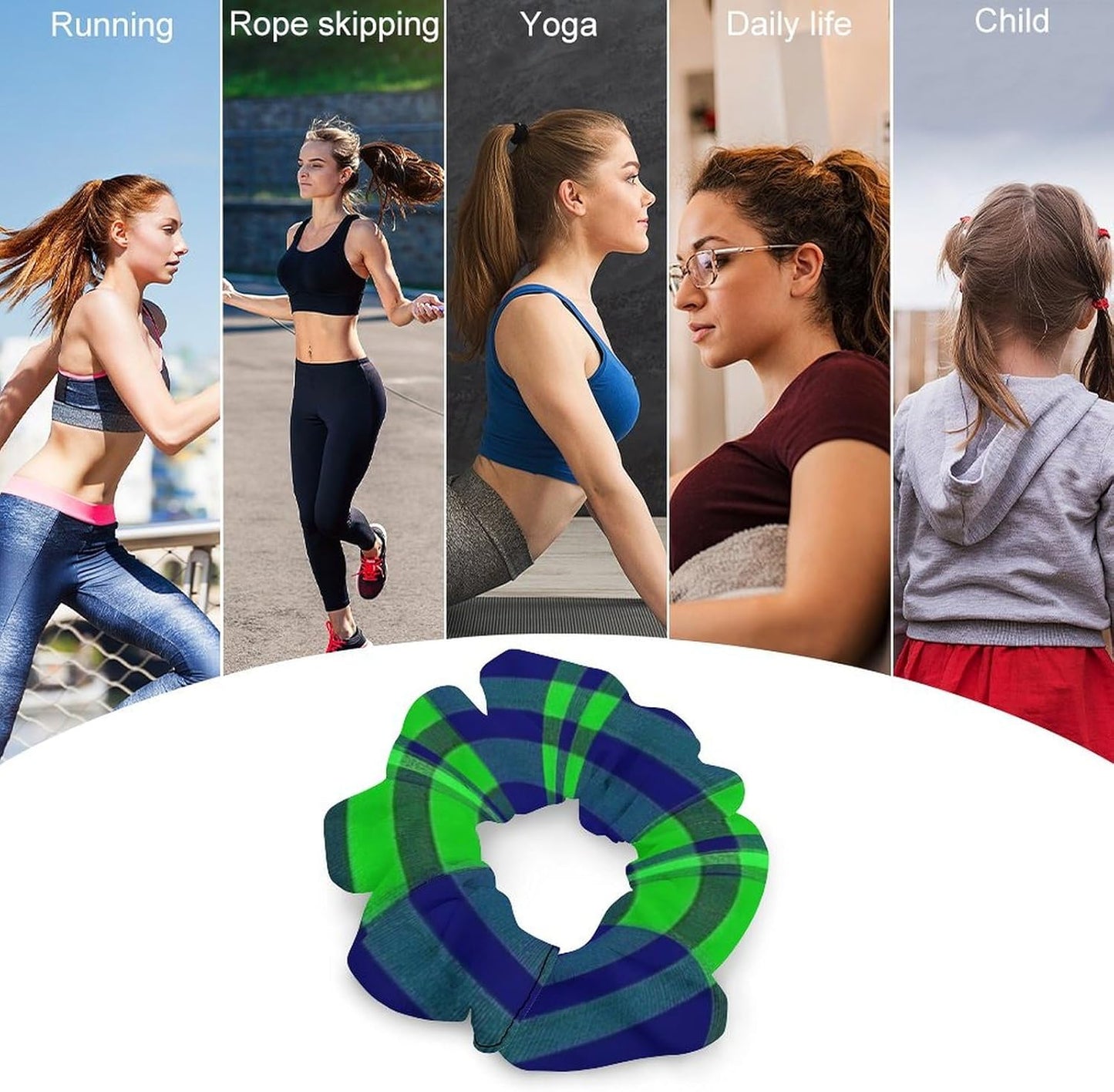 Supdreamc Fashion Hair Scrunchies Spiral Hair Ties for Women Braids, Cool Camo Military Camouflage Adjustable Ponytail Bands Dreadlock Accessories