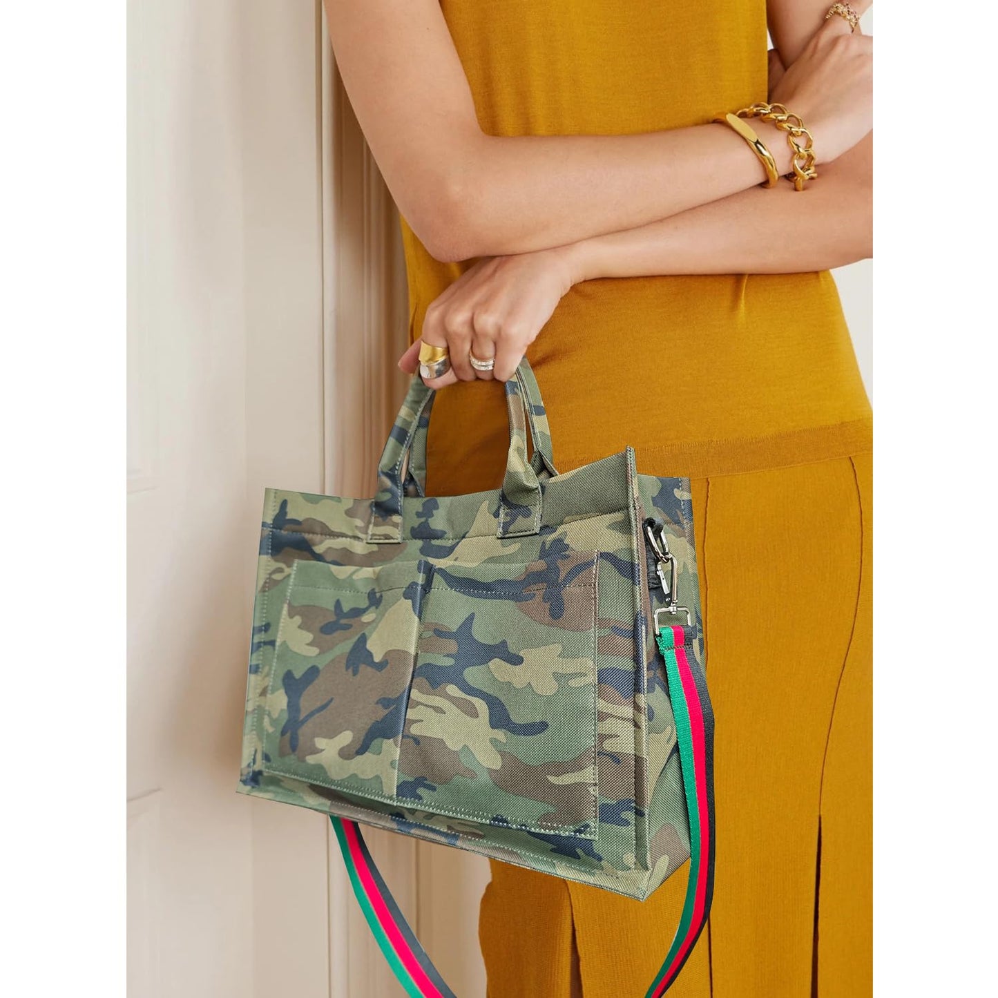 Dyalsa Tote Bags for Women, Canvas Handbag Tote Purse Crossbody Bags with Zip Medium Shoulder Bags for Work and Travel