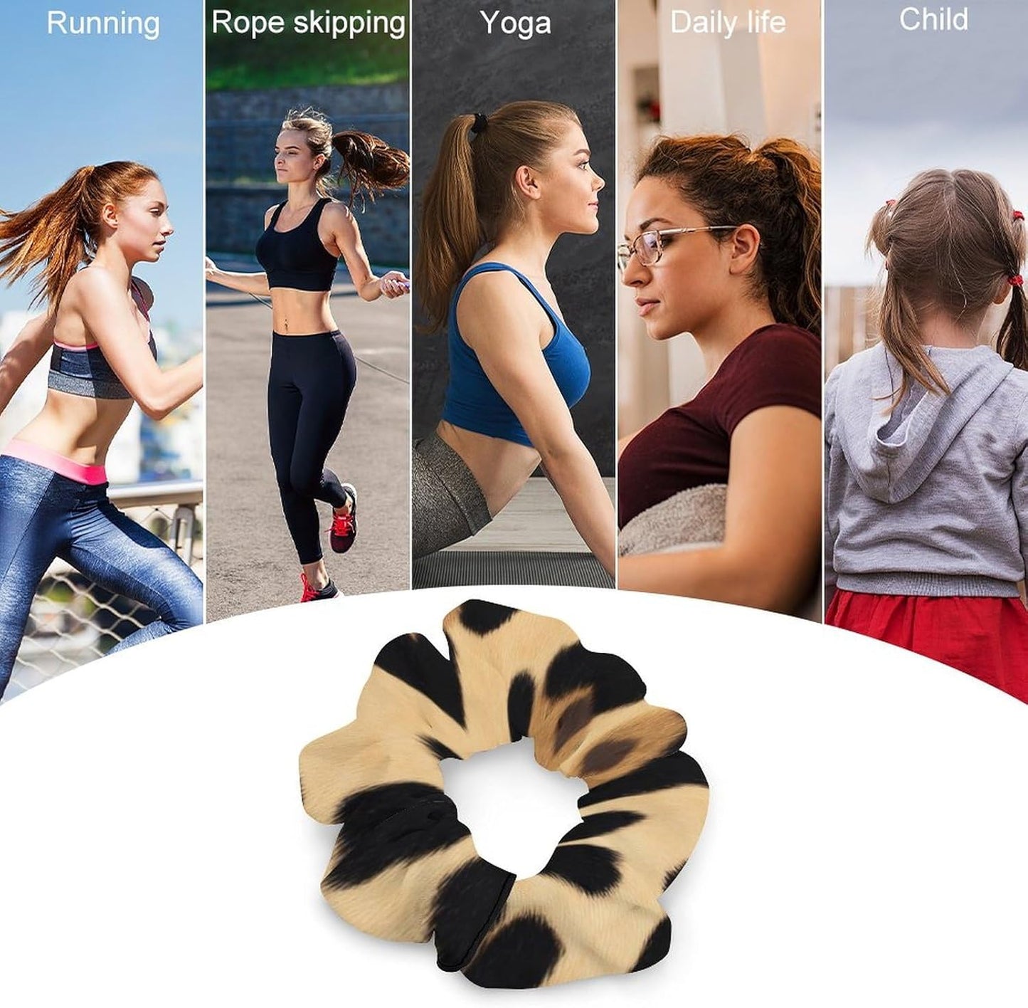 Supdreamc Fashion Hair Scrunchies Spiral Hair Ties for Women Braids, Cool Camo Military Camouflage Adjustable Ponytail Bands Dreadlock Accessories