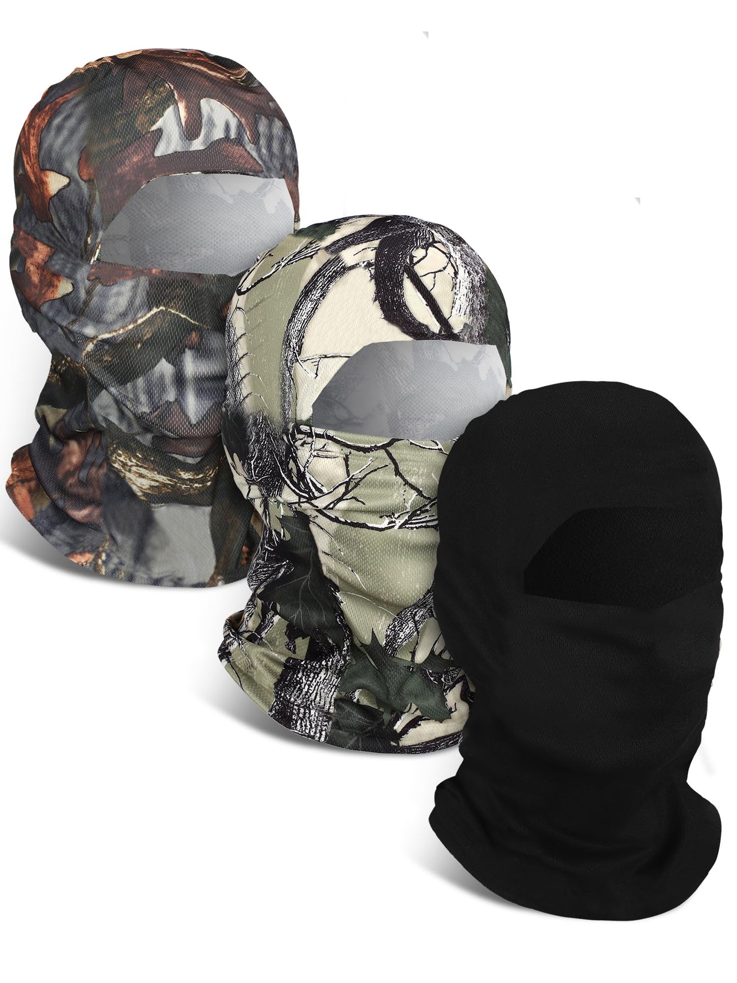 Blulu 3 Pieces Camo Balaclava Summer Full Face Mask Ski Mask Sun Dust Protection Full Face Cover for Men Women Outdoor