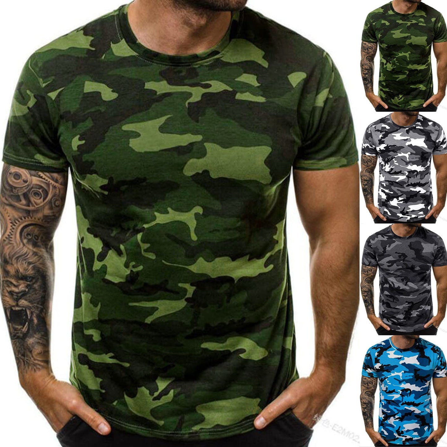 Casual Summer Camouflage Short Sleeve Shirt Plus Size Outdoor Fashion Tees Trendy Blouse T Shirt