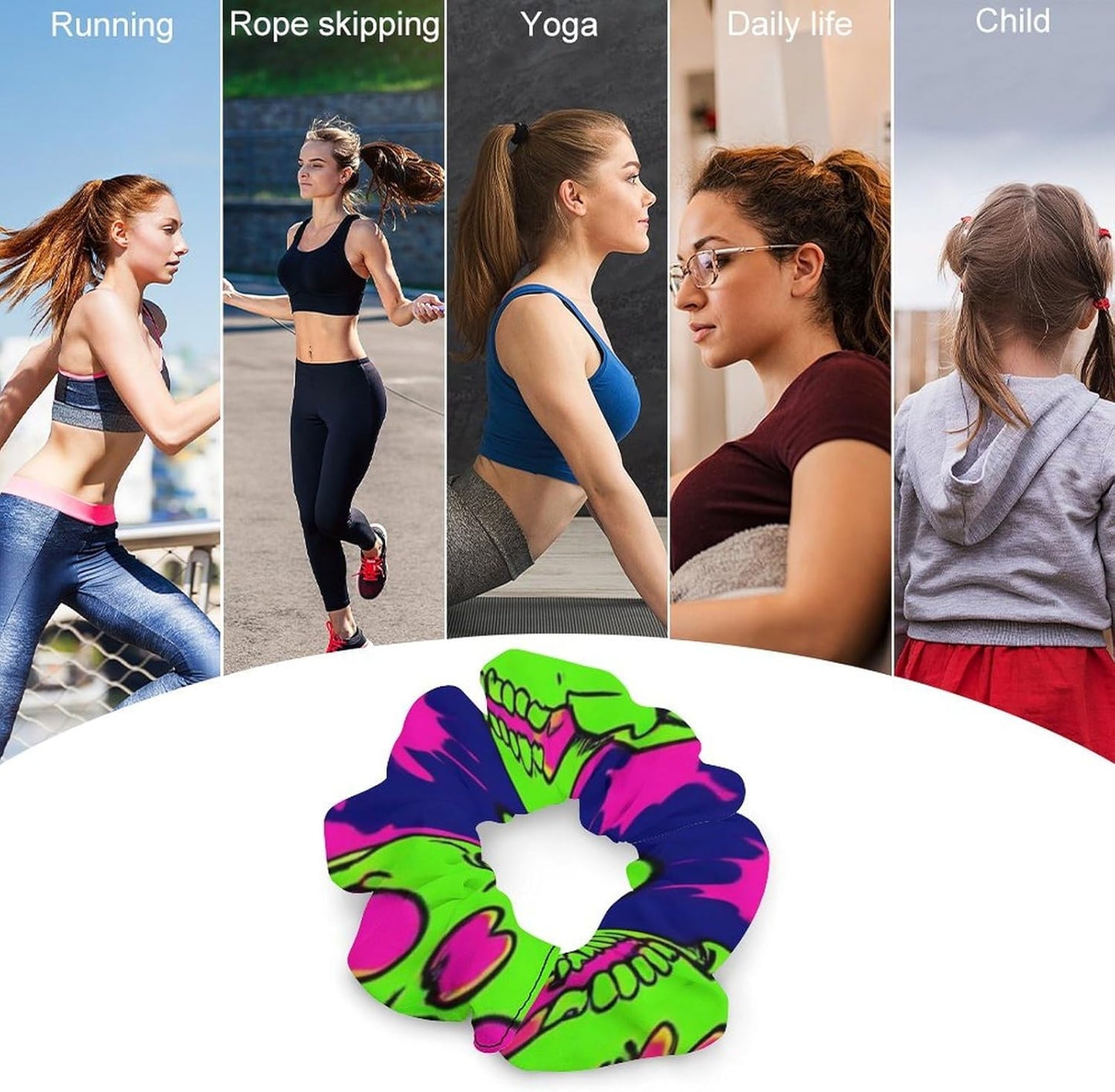 Supdreamc Fashion Hair Scrunchies Spiral Hair Ties for Women Braids, Cool Camo Military Camouflage Adjustable Ponytail Bands Dreadlock Accessories