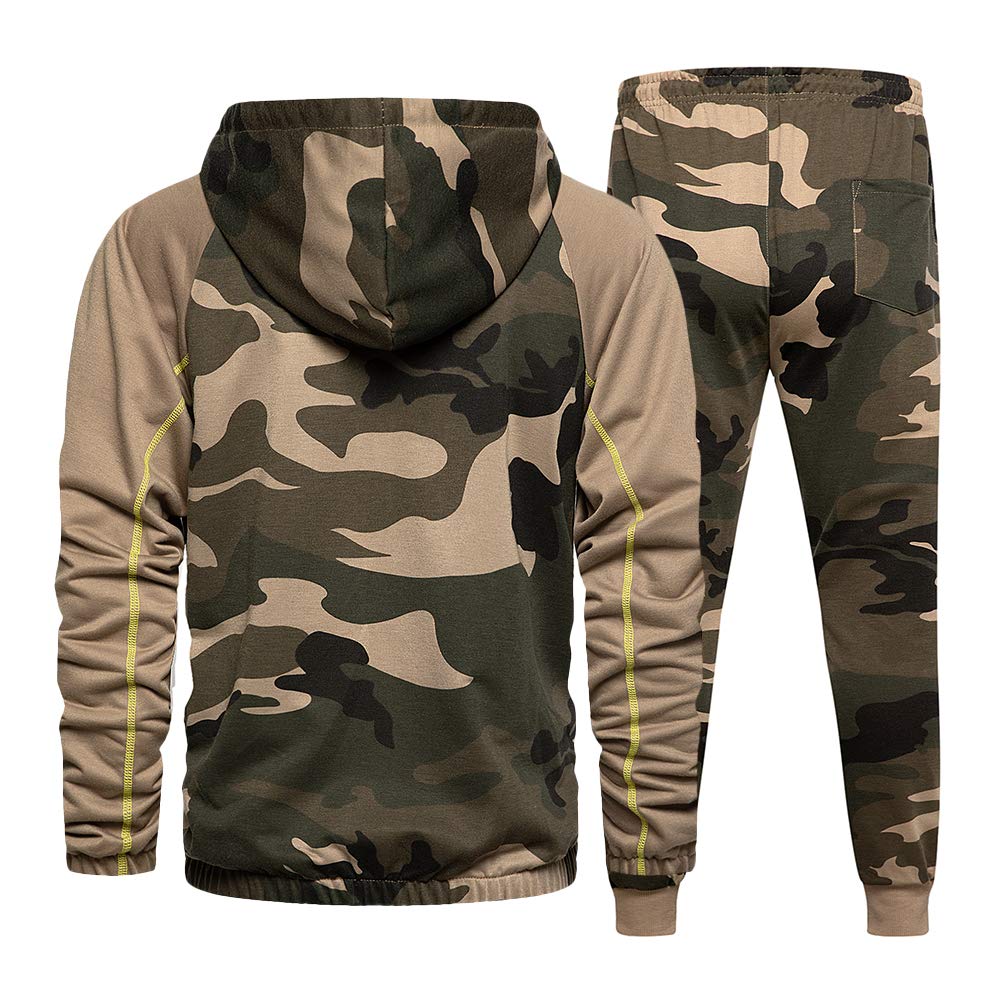 AOTORR Mens Sweatsuits 2 Piece Casual Tracksuits Camo Hoodie Jogging Sweatpants Suit