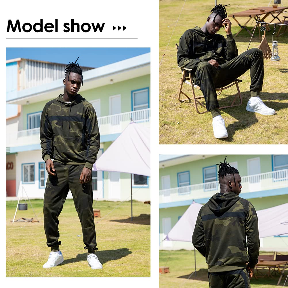 AOTORR Mens Sweatsuits 2 Piece Casual Tracksuits Camo Hoodie Jogging Sweatpants Suit