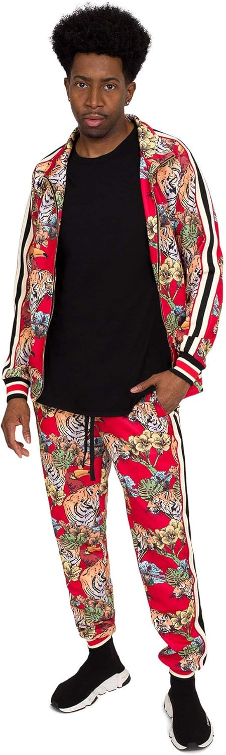 G-Style USA Men's Tiger Pattern Tracksuit Sets