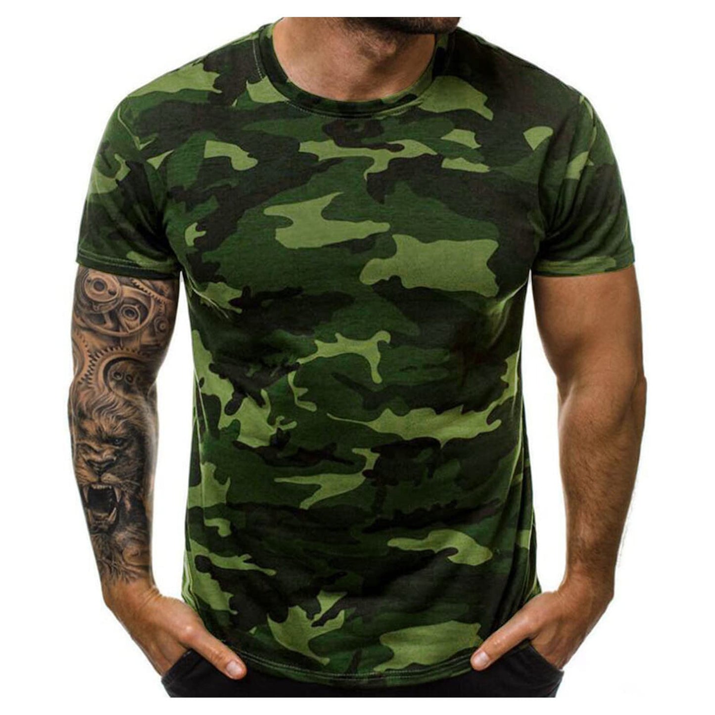 Casual Summer Camouflage Short Sleeve Shirt Plus Size Outdoor Fashion Tees Trendy Blouse T Shirt