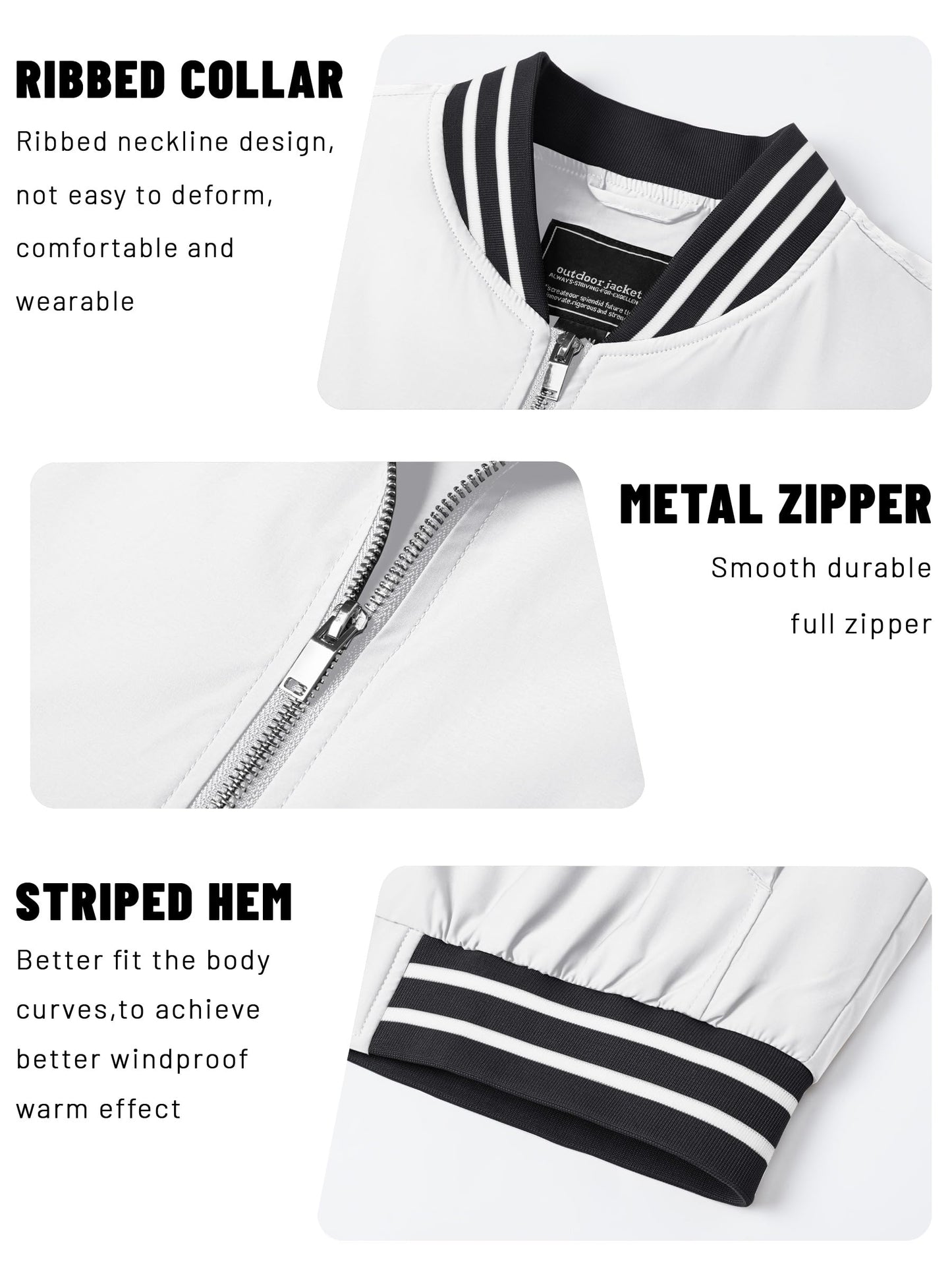 TACVASEN Men's Lightweight Jacket Casual Spring Fall Windbreaker Bomber Zip Up Coat With Pocket