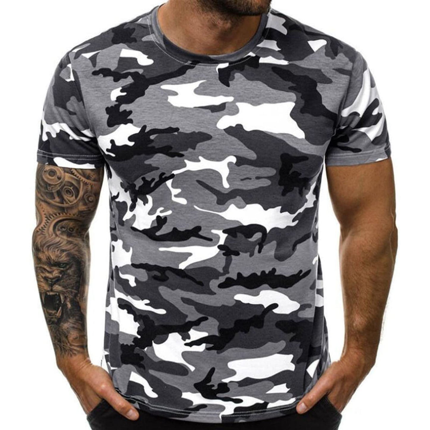 Casual Summer Camouflage Short Sleeve Shirt Plus Size Outdoor Fashion Tees Trendy Blouse T Shirt